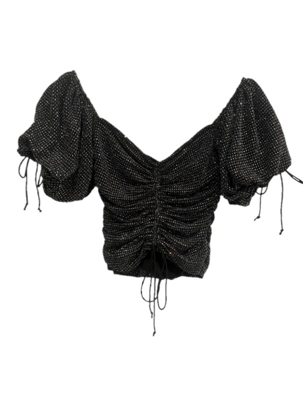 For Love & Lemons Ava Ruched Glitter Top Size Small